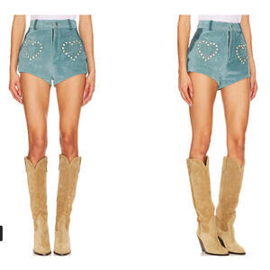 Understated suede Wanted Shorts Boho embellishments Turquoise Stone XS NWT $334